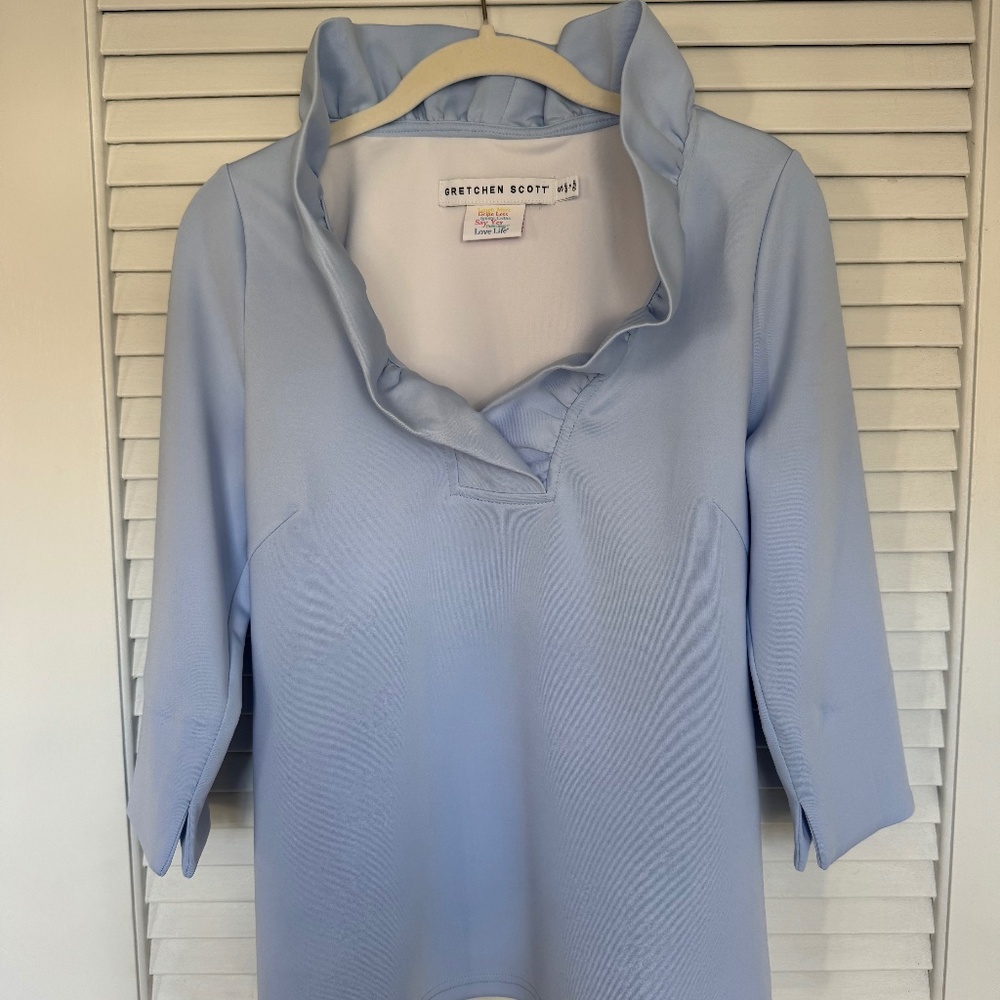 Gretchen Scott Ruffle Neck Top